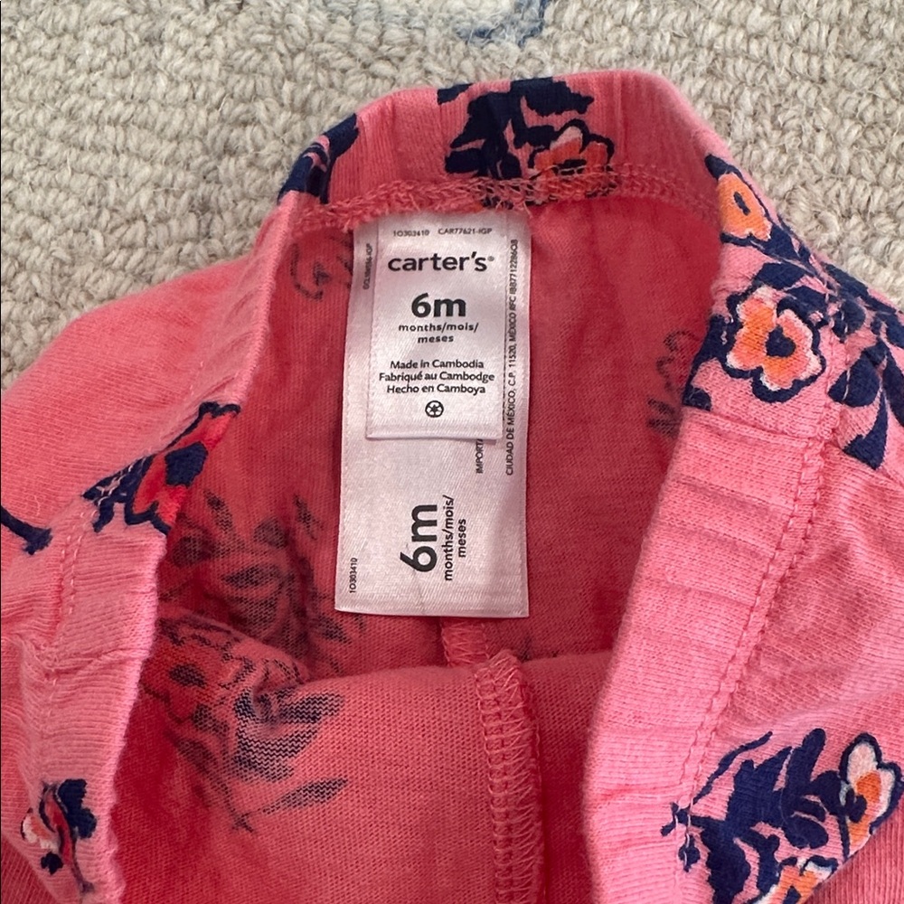 Carter's Pink Floral Leggings - Picture 2 of 3